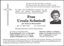 Traueranzeige Ursula Schmiedl