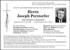Traueranzeige Joseph Perstorfer