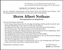 Traueranzeige Albert Nothaas