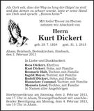 Traueranzeige Kurt Dickert