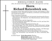 Traueranzeige Richard sen. Ratzenböck