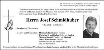 Traueranzeige Josef Schmidhuber