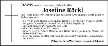 Traueranzeige Josefine Röckl