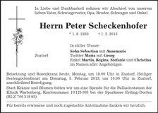 Traueranzeige Peter Scheckenhofer