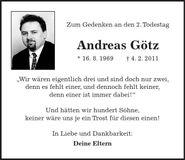 Traueranzeige Andreas Götz