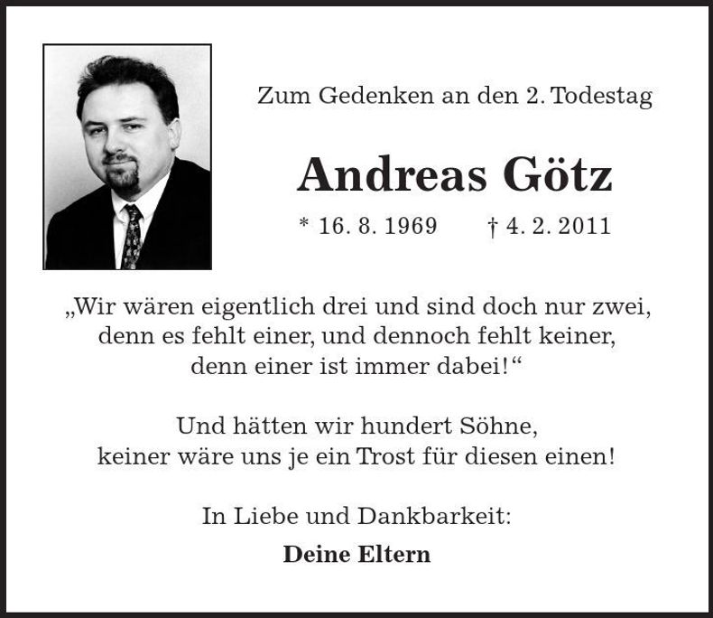 Traueranzeige Andreas Götz