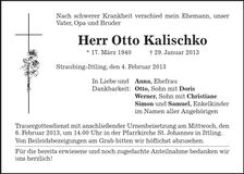 Traueranzeige Otto Kalischko