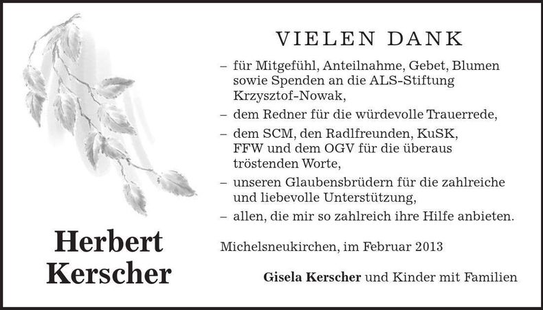 Traueranzeige Herbert Kerscher