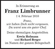 Traueranzeige Franz Limbrunner