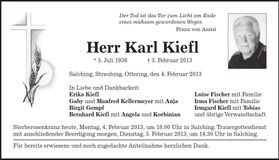 Traueranzeige Karl Kiefl