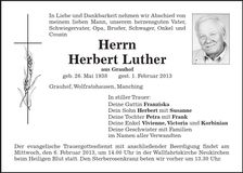Traueranzeige Herbert Luther