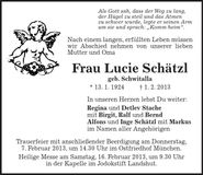 Traueranzeige Lucie Schätzl