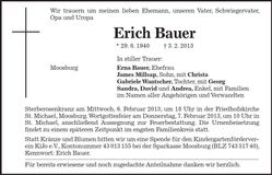 Traueranzeige Erich Bauer