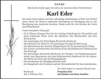 Traueranzeige Karl Eder
