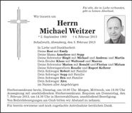 Traueranzeige Weitzer Michael