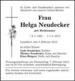 Traueranzeige Helga Neudecker