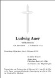 Traueranzeige Ludwig Auer