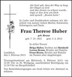 Traueranzeige Therese Huber