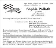 Traueranzeige Sophie Pöllath
