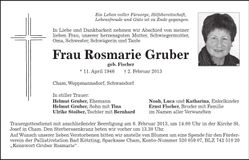 Traueranzeige Rosmarie Gruber