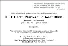 Traueranzeige Josef Blüml