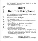 Traueranzeige Gottfried Königbauer