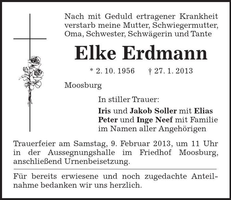 Traueranzeige Elke Erdmann