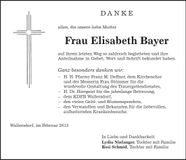 Traueranzeige Elisabeth Bayer