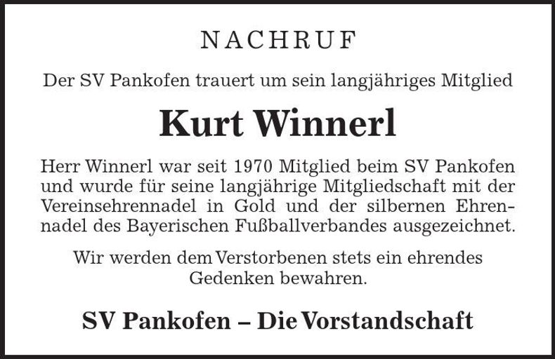 Traueranzeige Kurt Winnerl