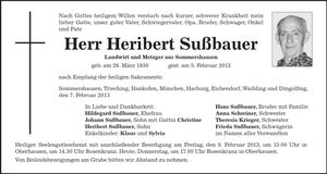 Traueranzeige Heribert Sußbauer