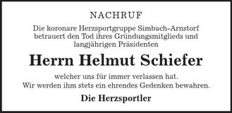 Traueranzeige Helmut Schiefer