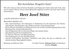 Traueranzeige Josef Störr