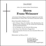 Traueranzeige Franz Weinauer