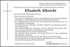 Traueranzeige Elisabeth Albrecht
