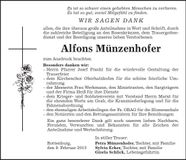 Traueranzeige Alfons Münzhofer