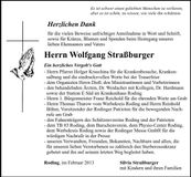 Traueranzeige Wolfgang Straßburger