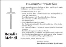 Traueranzeige Rosalia Meindl