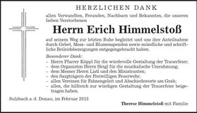 Traueranzeige Erich Himmelstoß