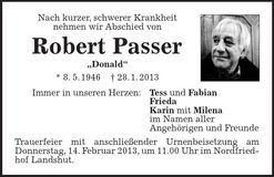 Traueranzeige Robert Passer