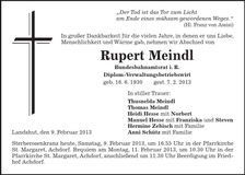 Traueranzeige Rupert Meindl