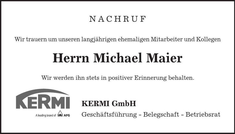 Traueranzeige Michael Maier