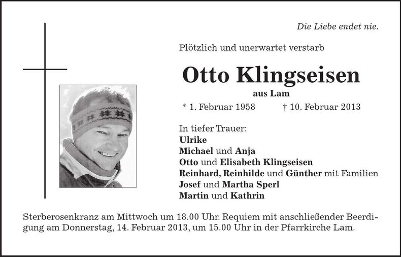 Traueranzeige Otto Klingseisen