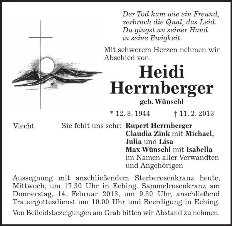 Traueranzeige Heide Herrnberger