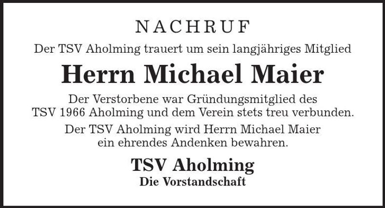 Traueranzeige Michael Maier