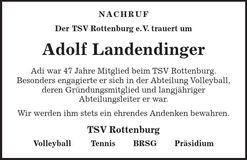 Traueranzeige Adolf Landendinger