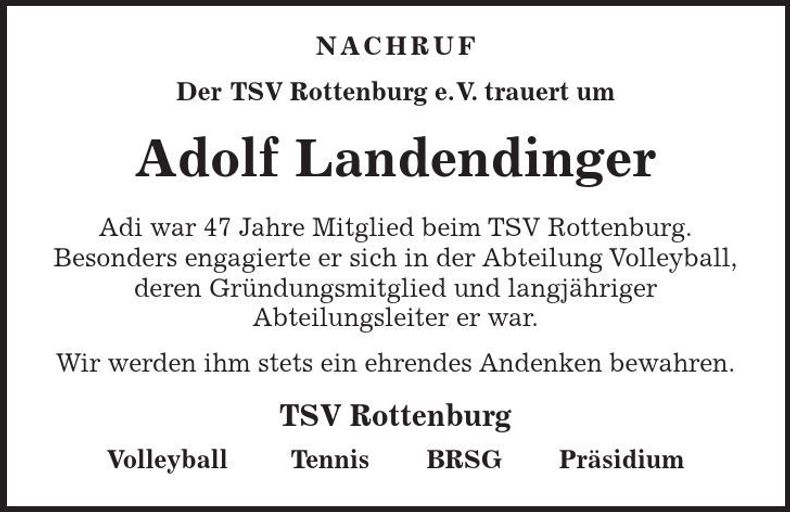 Traueranzeige Adolf Landendinger