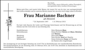 Traueranzeige Marianne Bachner