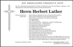 Traueranzeige Herbert Luther