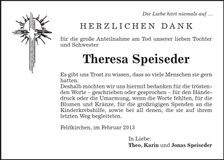 Traueranzeige Theresa Speiseder