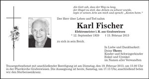 Traueranzeige Karl Fischer